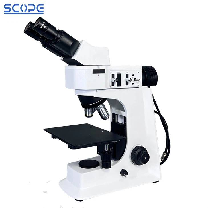 Hore pravý metalurgický mikroskop